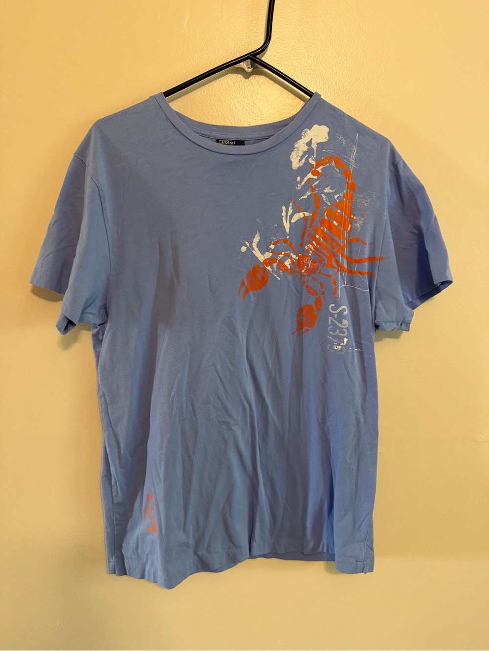 Ralph Lauren Light Blue Short Sleeve Tee with Orange Scorpion Graphic